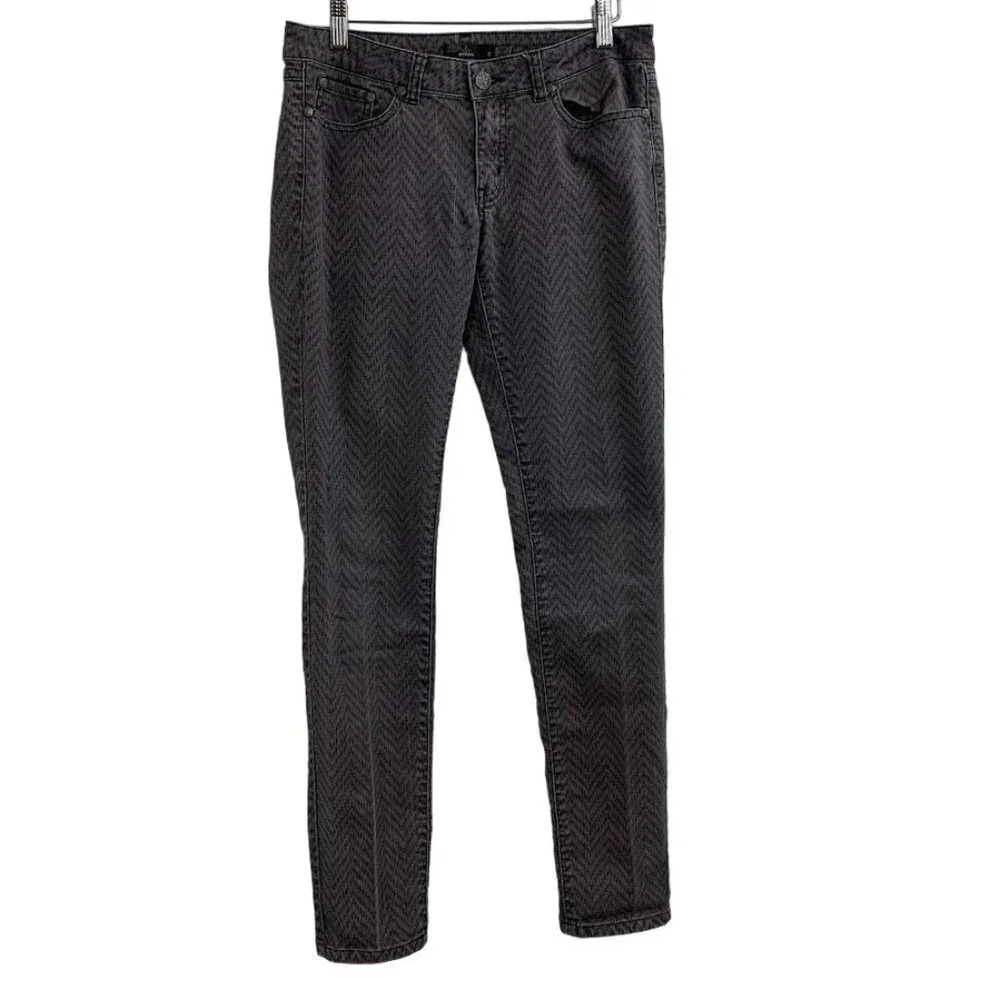 Prana Women's Kara Denim W4KARA112 Herringbone Charcoal Gray Skinny Jeans Size 6